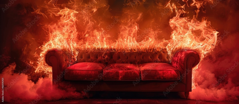 Leinwandbilder the symbol couch burns in red fire . with copy space image. place for adding text or design