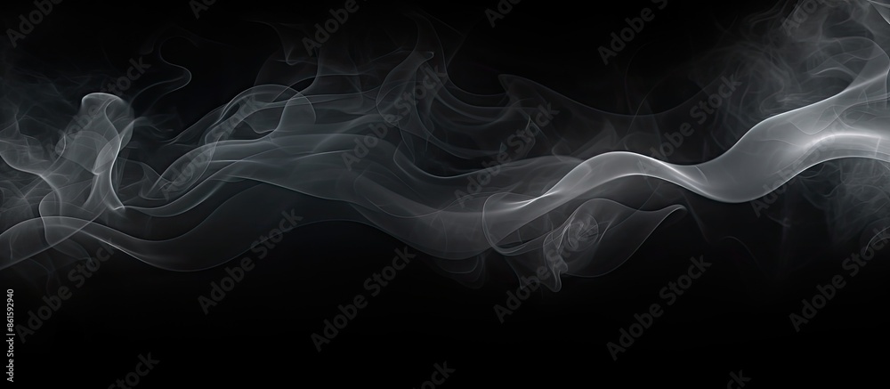 Poster Black background with an abstract smoke texture resembling fog in the dark with copy space image.