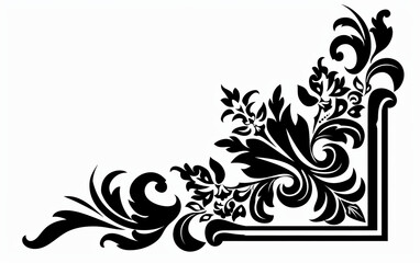 Fototapeta premium A black and white floral design with a curved border