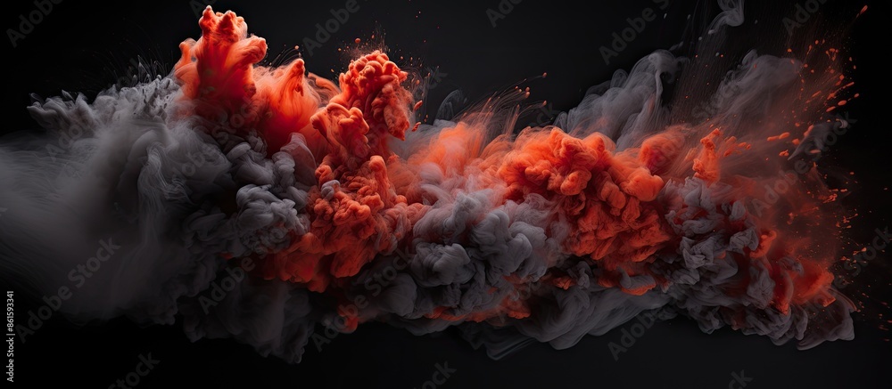Aufkleber Capture the dynamic freeze frame of black powder exploding or dispersing against a backdrop, creating an abstract and visually striking copy space image.