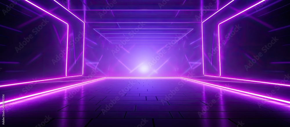Aufkleber Abstract purple background with neon glow in an empty room with spotlights, ideal for a copy space image.