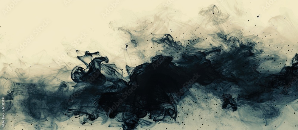 Leinwandbilder black smoke on pastel background ink abstract. with copy space image. place for adding text or desig
