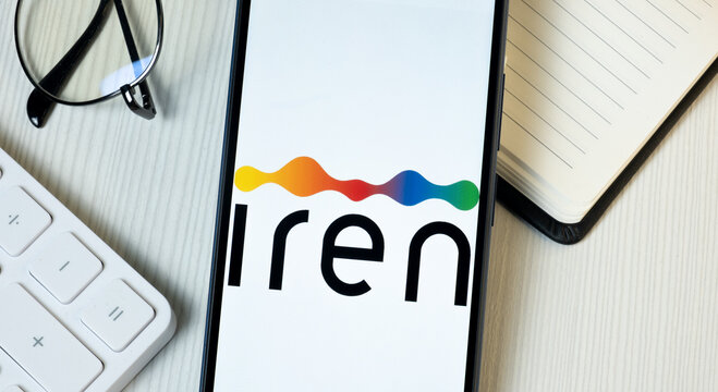 New York, USA - 21 June 2024: Iren Logo on Phone Screen, Company Icon