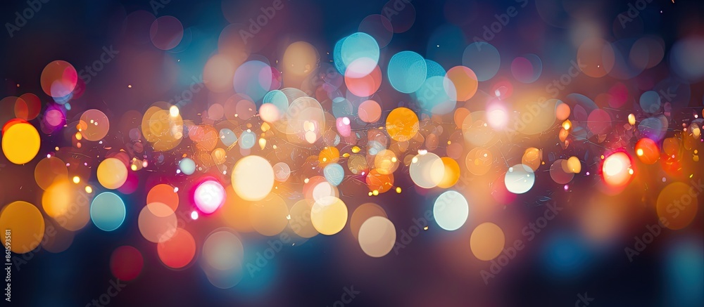Leinwandbilder Colorful blurred bokeh lights create an abstract background with various sparkles and particles in different sizes, providing a screen for text or logos. with copy space image
