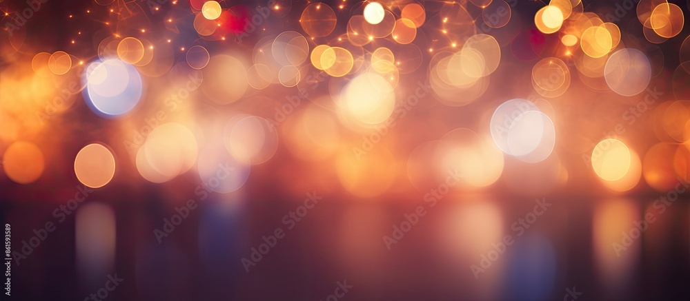 Poster High-quality photo of a holiday glowing backdrop with defocused blinking lights and blurred bokeh creating a festive atmosphere, providing ample copy space image.