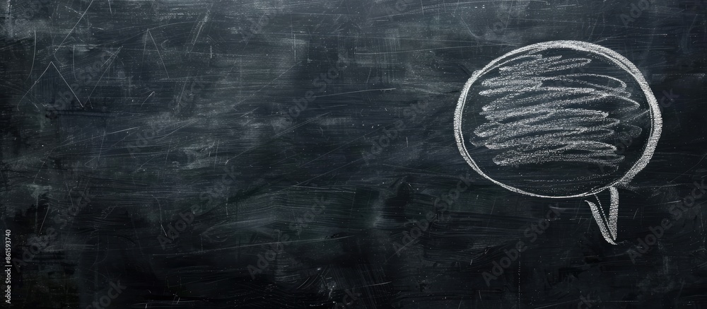 Poster Chalk drawing in speech bubble shape with white color on blackboard with copy space image.