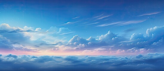 Naklejka premium A stunning evening with a vivid blue sky showcasing nature's cloud art, providing a backdrop for adding text in an image with empty space. with copy space image. Place for adding text or design