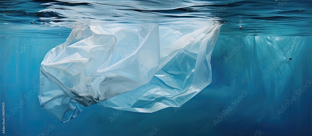 Poster An abstract background featuring a lovely plastic bag image with a message advocating against plastic bag use to save and protect the planet. with copy space image. Place for adding text or design
