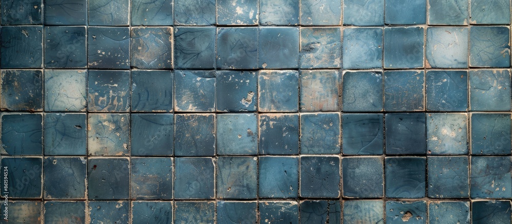 Aufkleber Old blue tile for background. with copy space image. Place for adding text or design