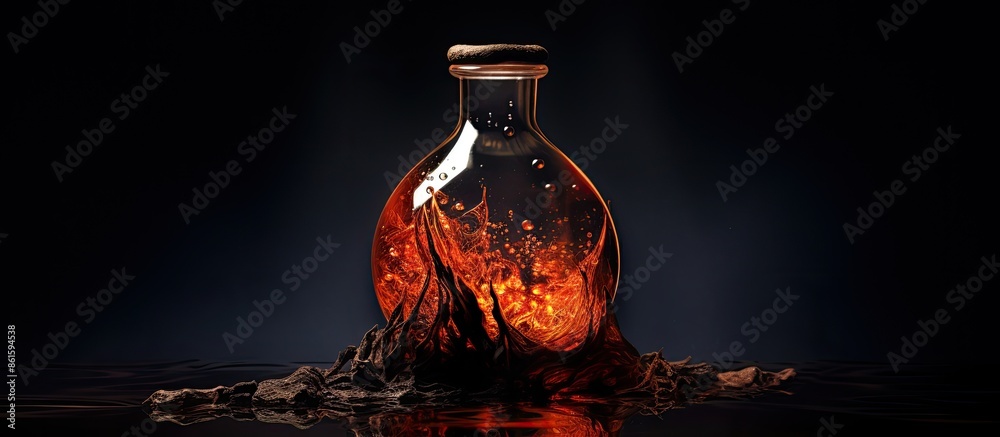 Poster liquid contained within the bottle and surrounding the copy space image.
