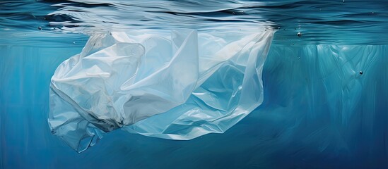 Obraz premium An abstract background featuring a lovely plastic bag image with a message advocating against plastic bag use to save and protect the planet. with copy space image. Place for adding text or design