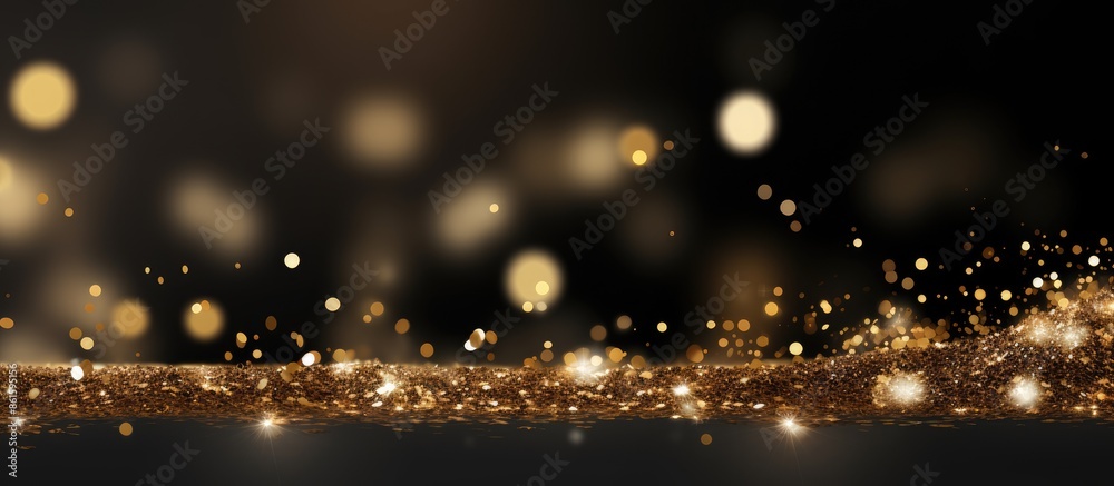 Aufkleber sparkling golden glitters on a black background with copy space image for christmas and new year dec