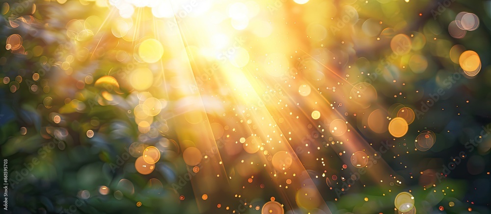 Poster sunlight with bright explosion, flare effect with rays of light and magic sparkles, sun rays, white 