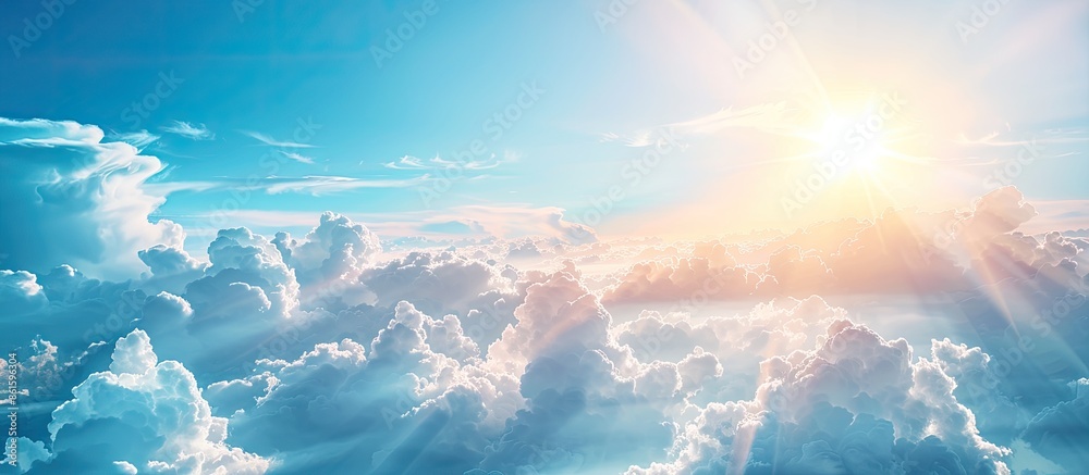 Aufkleber peaceful background - beautiful blue sky with bright sun, heaven. with copy space image. place for a