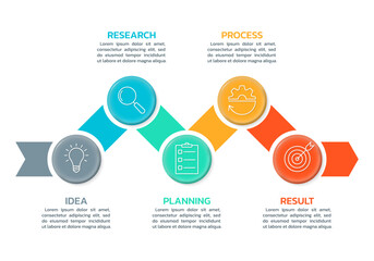 5 steps, option infographic with business icons. Process diagram, timeline info graphic design elements. Modern layout, flow chart with five numbers. Vector illustration.