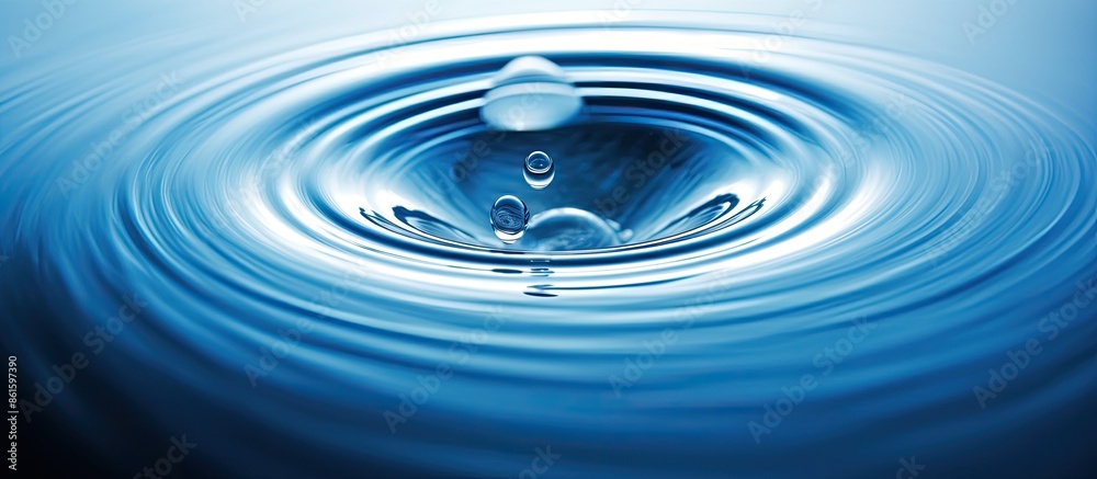 Leinwandbilder impact of water droplet with complete ripples on a surface, providing a dynamic and visually appeali