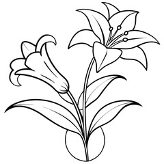 Plants with flower coloring pages. Flower outline