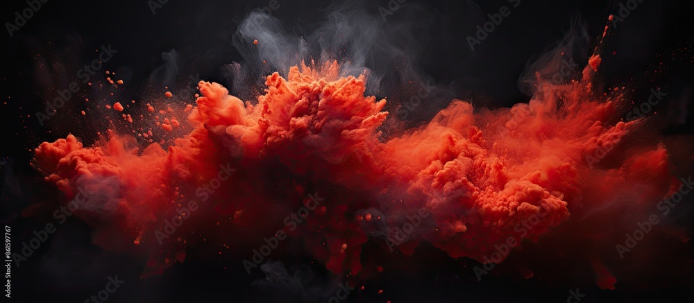Aufkleber Capture the dynamic freeze frame of black powder exploding or dispersing against a backdrop, creating an abstract and visually striking copy space image.