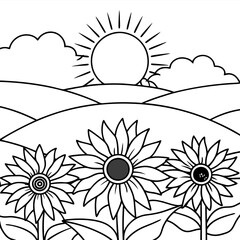 Plants with flower coloring pages. Flower outline