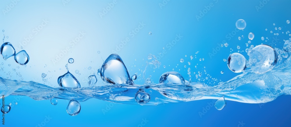 Fototapete a vivid blue backdrop with splashing bubbles enhancing the copy space image.