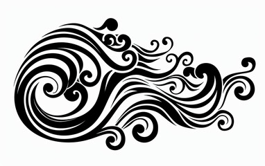 Fototapeta premium A black and white drawing of a wave with a lot of detail