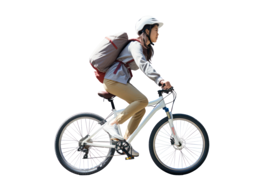 PNG  An asian woman riding a bike sports bicycle vehicle.