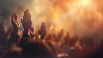 crowd of people raise hand worship God