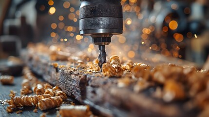 The Mechanism Is Working On Milling An Old Board. Illustration On The Theme Of Technology, Work, Business.  Generative AI