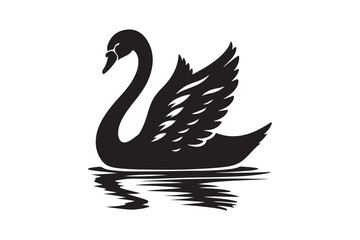 Swan silhouette vector art illustration.