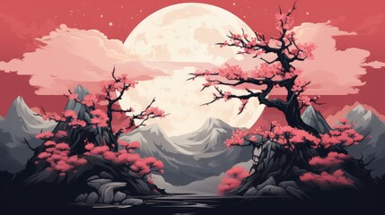 The moon is surrounded by white clouds