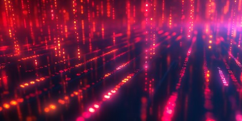 Obraz premium Digital Gaming Matrix Intriguing gaming background with a digital matrix of glowing lines, numbers, and abstract patterns. 