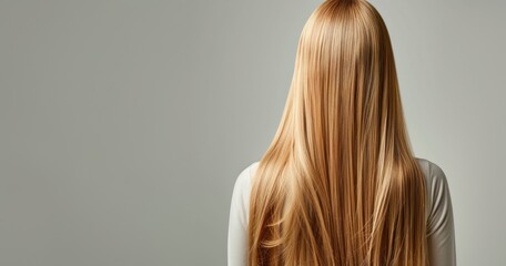 Naklejka premium The young lady's back blonde women a gray background