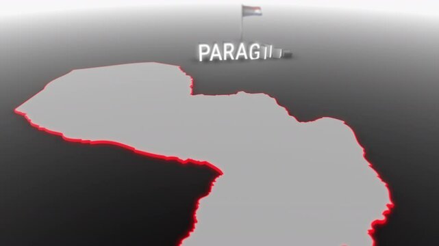 3d animated map of Paraguay gets hit and fractured by the text &ldquo;Inflation&rdquo;