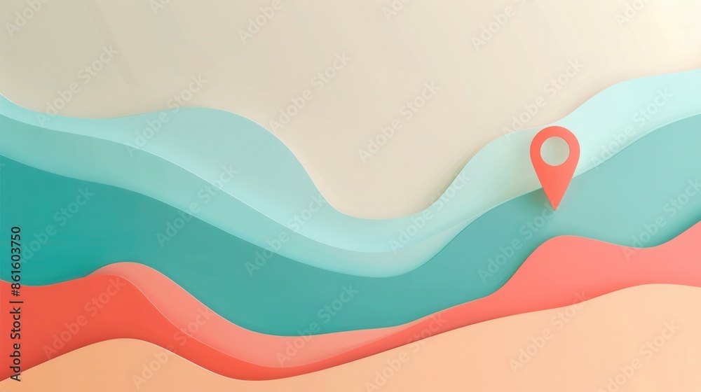 Leinwandbilder a minimalist and sleek image featuring a red location pin on a modern, abstract map background. idea