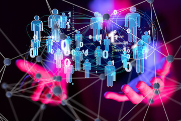 Abstract technology group and data 3d