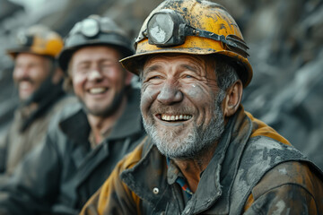 Miners in the tunnel, engineer with helmet managing machinery, industrial construction site underground.