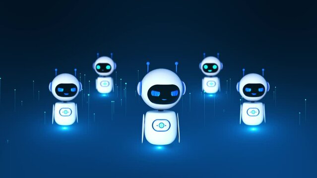 Robot AI Content Generator. Chatbot technology, isometric. Technology and engineering. AI chat bot based on artificial intelligence and neural networks. Online training business information analysis,