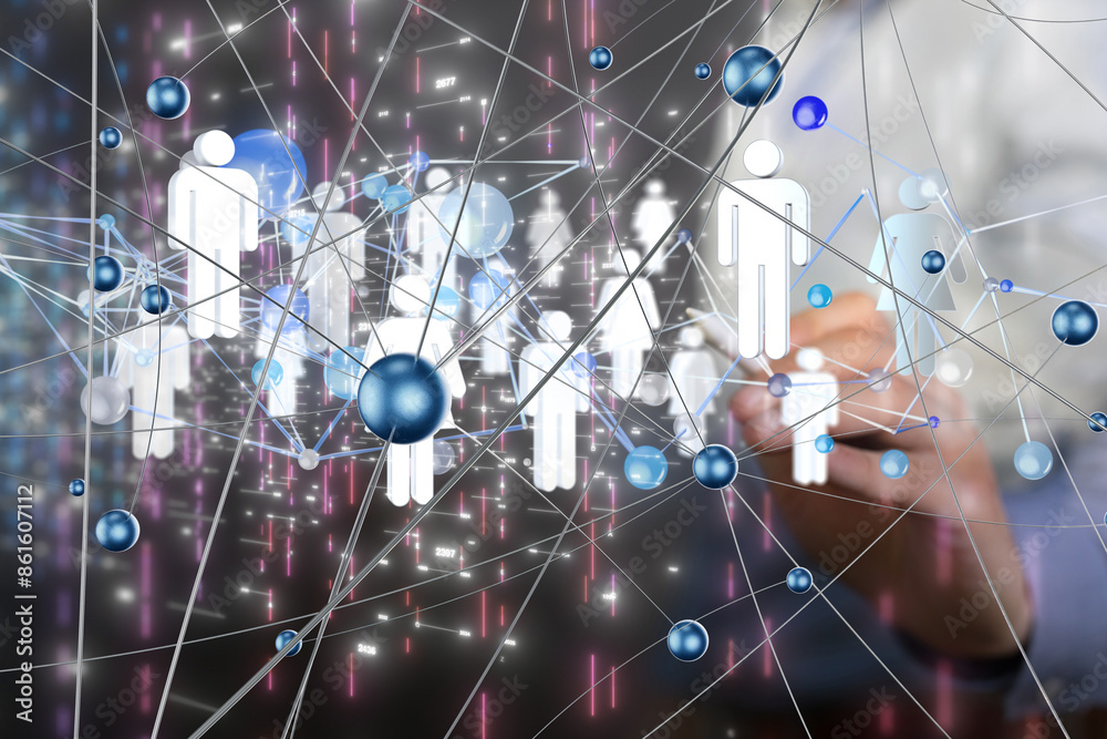 Poster conference digital network and data concept 3d