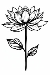 A flower with a stem and leaves