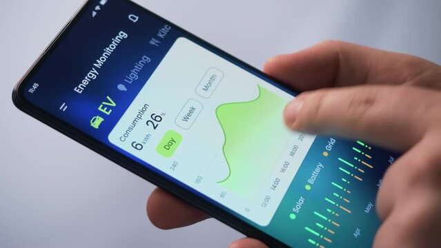 Monitoring power consumption data in an energy-efficient home. Fictional interface.