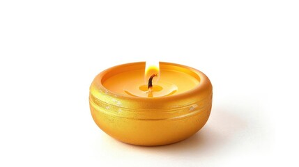 a single candle clipart, anniversary element, minimalistic style, gold, isolated on white background