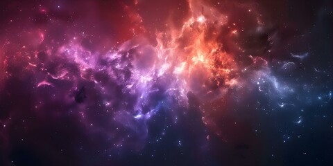 Naklejka premium Vibrant Space Galaxy Nebula Background with Stars and Cosmic Elements. Concept Space, Galaxy, Nebula, Stars, Cosmic Elements