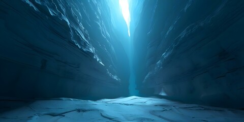 Captivating digital canyon landscape with blue hues and soft lighting. Concept Canyon Landscapes, Digital Art, Blue Hues, Soft Lighting, Captivating Nature