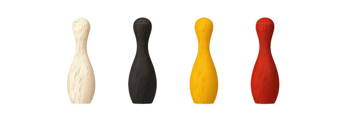 Four Wooden Bowling Pins in a Row