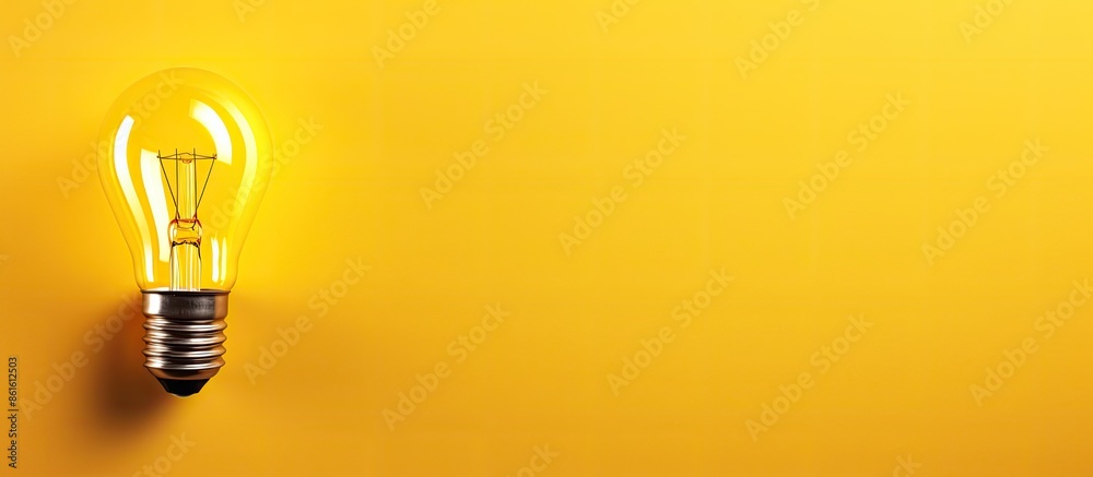 Poster creative business concept with a lightbulb and pencil on a yellow background, providing motivation f