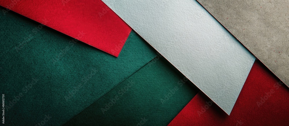 Poster vintage wine abstract cardboard texture in white, red, and dark green, with a geometric shape and gr