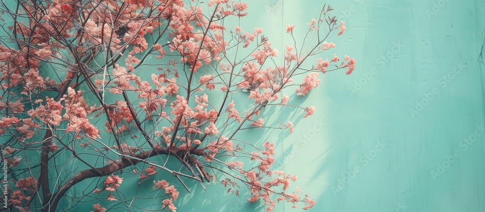 Poster the wall of the tree is beautiful. pastel background. with copy space image. place for adding text o