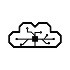 artificial intelligence cloud icon. icon and logo. outline design style. cock is used for presentations, brands, materials, etc. vector design template