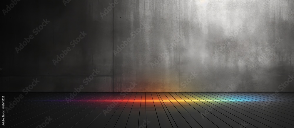Poster abstract background featuring a black and white textured wall with rainbow refraction and a smoky pl