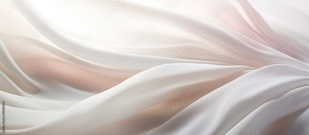Poster Close-up of a light, flowing fabric creating a soft and elegant background with ample copy space image on a white or light ivory backdrop.